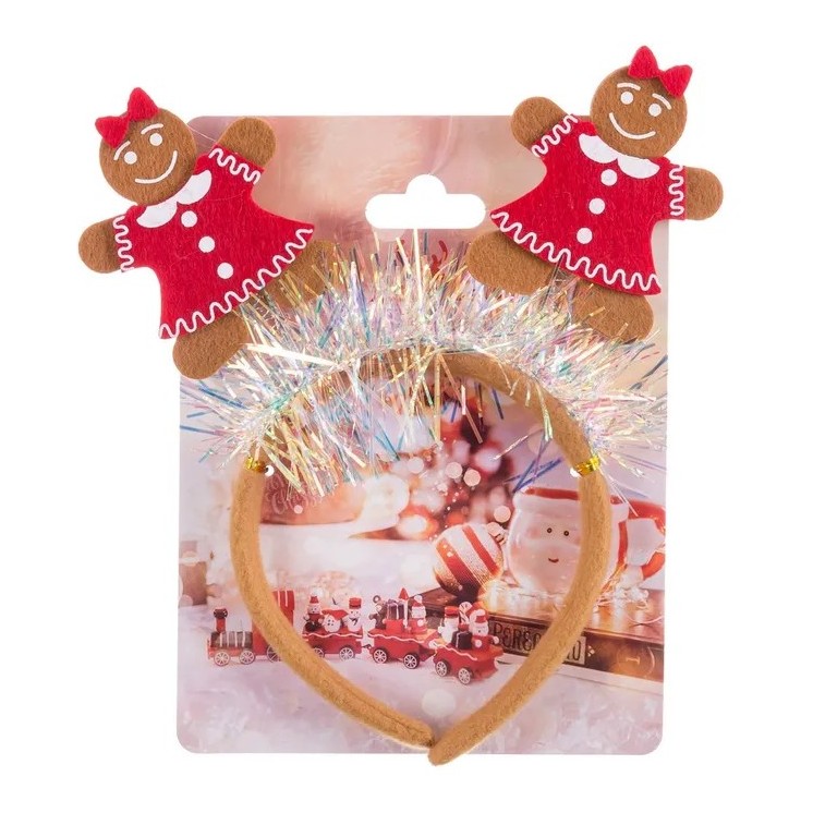 Diadema Muñeco de Jengibre 19x1,5x22 cm | Accesorio Navideño