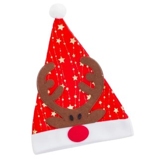 Gorro Reno Poliéster Rojo 28x38 cm | Accesorio Navideño
