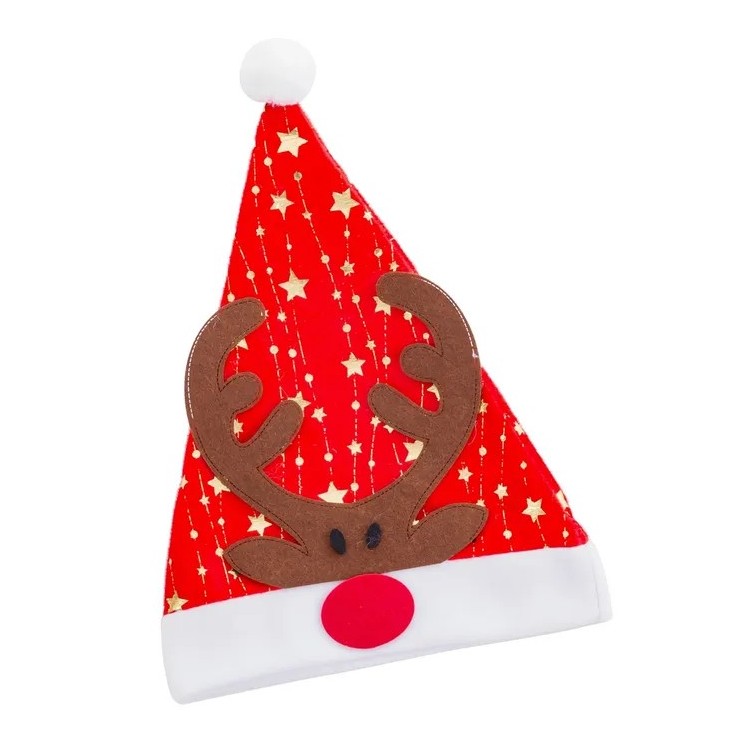 Gorro Reno Poliéster Rojo 28x38 cm | Accesorio Navideño