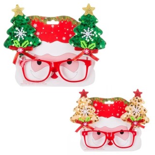 Gafas Árbol de Navidad PP Rojo 14x19 cm | Accesorio Festivo Navideño