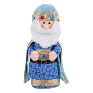 Rey Poliéster Azul 13x10x31 cm | Figura Pesebre Navideño