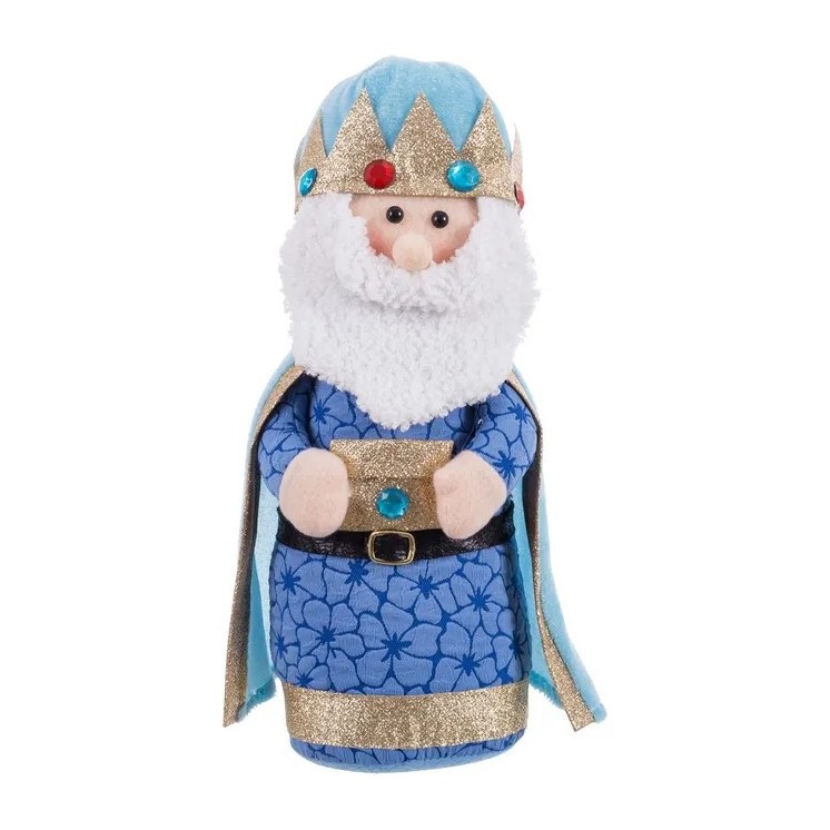 Rey Poliéster Azul 13x10x31 cm | Figura Pesebre Navideño