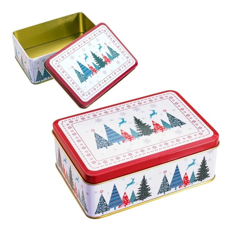 Caja Árboles Metal 16x11x6 cm | Regalo y Decoración Navideña