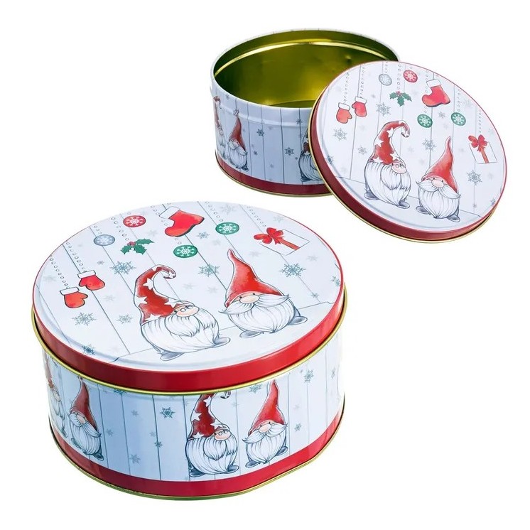 Caja Papá Noel Metal 14x14x7,3 cm | Regalo y Decoración Navideña