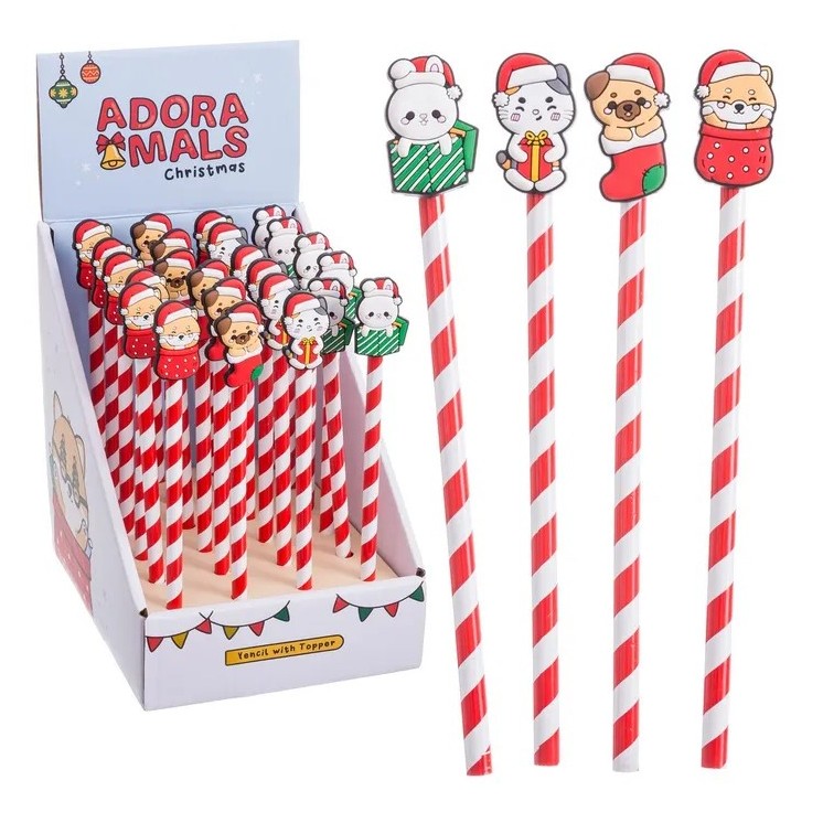 Set 4 Lápices Madera 4 Modelos 2x1x19,2 cm | Detalle Navideño