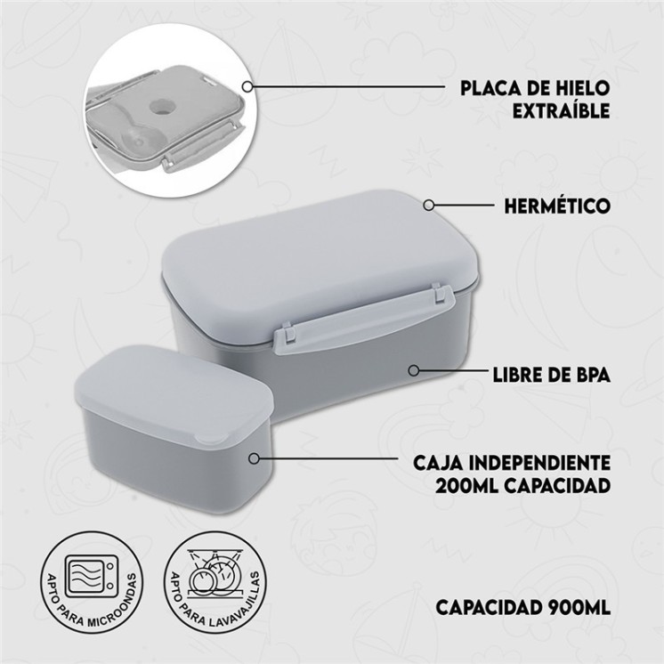 Tupper Hermético 900 ml Shadow Dino Land | Globos al Aire Tenerife