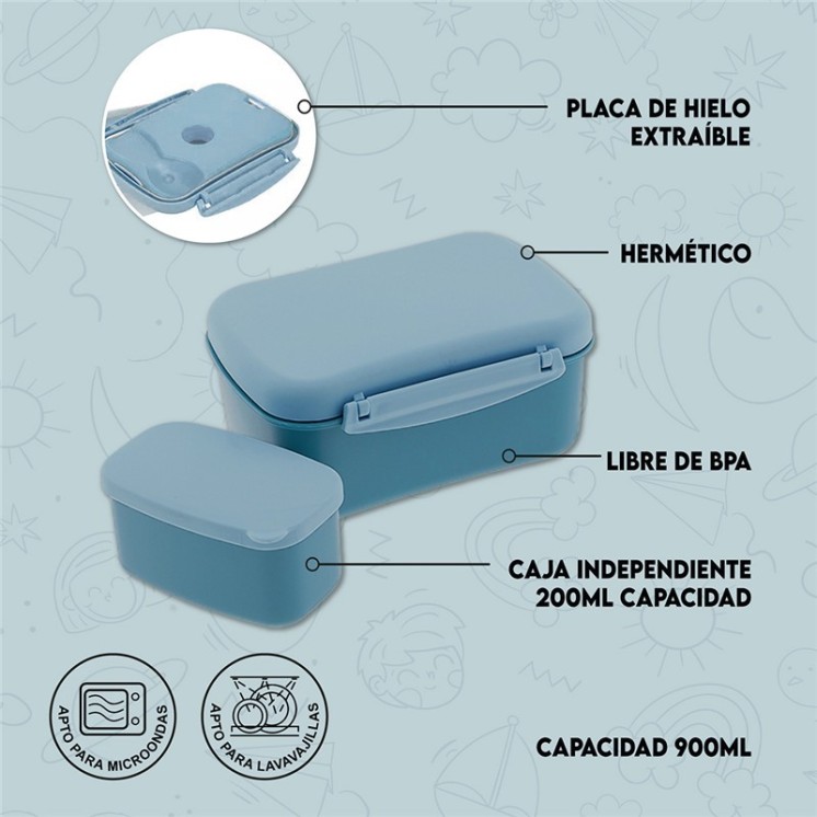 Tupper Hermético 900 ml Emerald Dino Land | Globos al Aire Tenerife