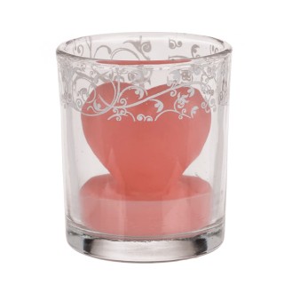 Vela en Forma de Corazón con Vasito de Cristal para San Valentín