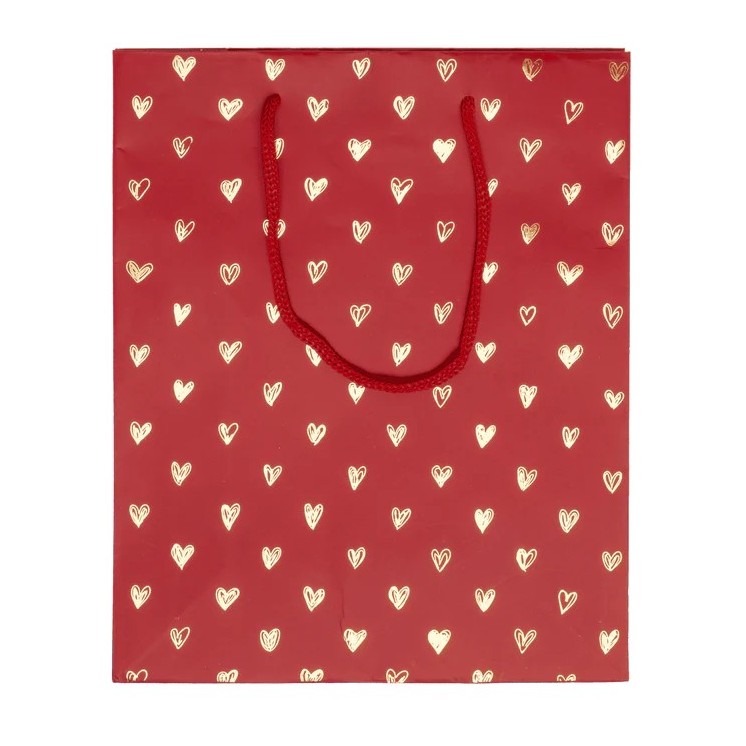Bolsa de Papel Roja con Corazones – Para Regalos Especiales