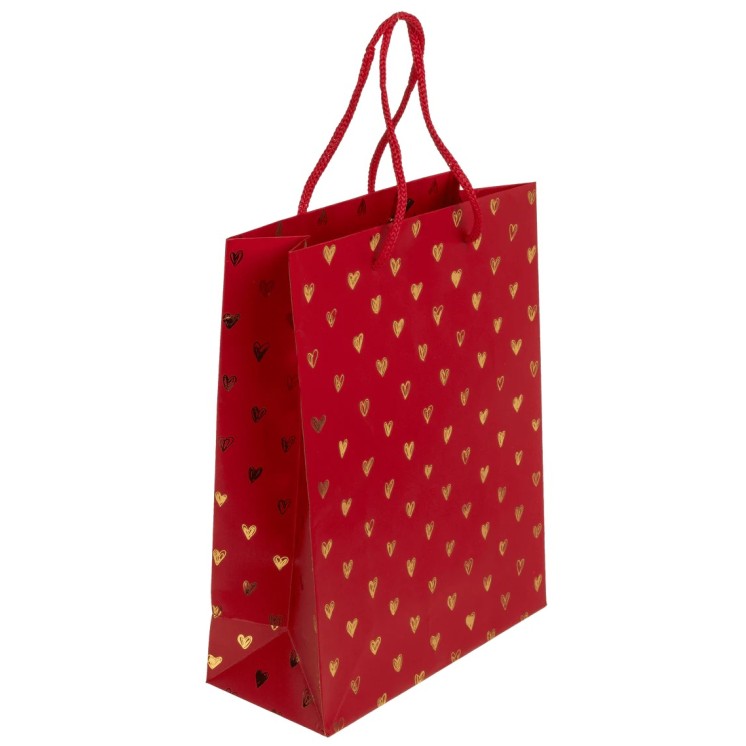 Bolsa de Papel Roja con Corazones – Para Regalos Especiales
