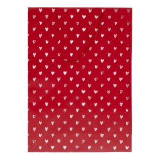 Bolsa de Papel de Regalo Roja con Corazones Brillantes – 25x8,5x34 cm