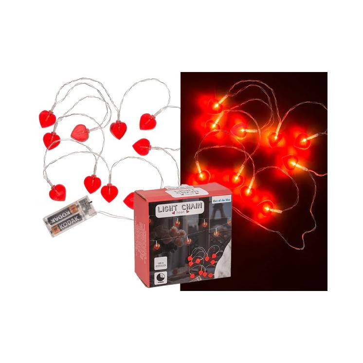 Corazón de Cadena Luminosa con 10 LED – 165 cm, Temporizador 6/18h