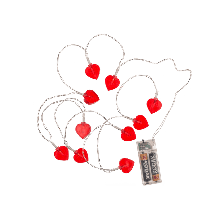 Corazón de Cadena Luminosa con 10 LED – 165 cm, Temporizador 6/18h