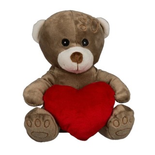 Oso de Peluche con Corazón Rojo 18 cm – Dos Colores a Elegir