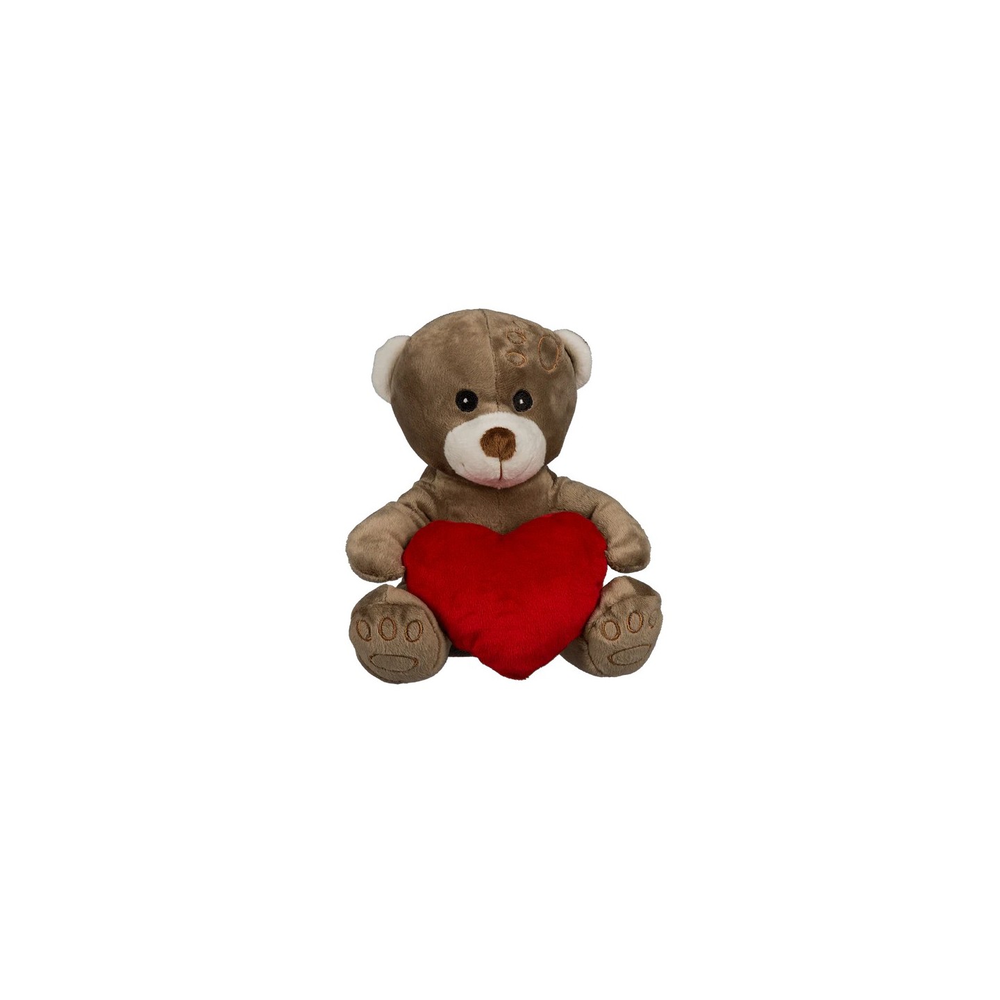 Oso de Peluche con Corazón Rojo 18 cm – Dos Colores a Elegir