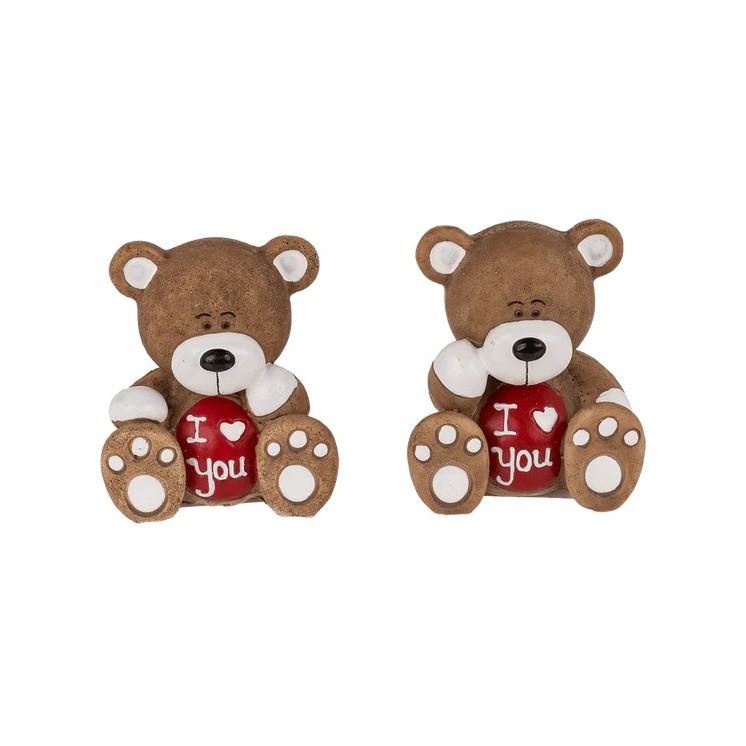 Oso de Poliresina “I Love You” 6 × 5,5 cm – Dos Modelos