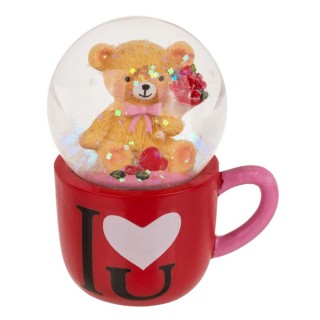 Bola de Poliresina Oso en Taza “I Love You” 7 × 6 cm
