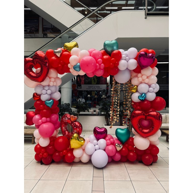 Photocall de Globos San Valentín 2x3 m | Globos al aire decoración
