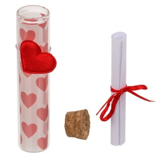 Frasco de Vidrio con Tapón de Corcho y Colgante de Corazón para San Valentín | 11 cm