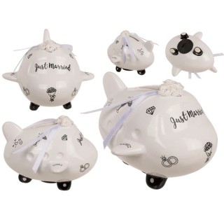 Hucha Avión Recién Casados | Regalo de Boda Original | 14 x 12 x 9,5 cm