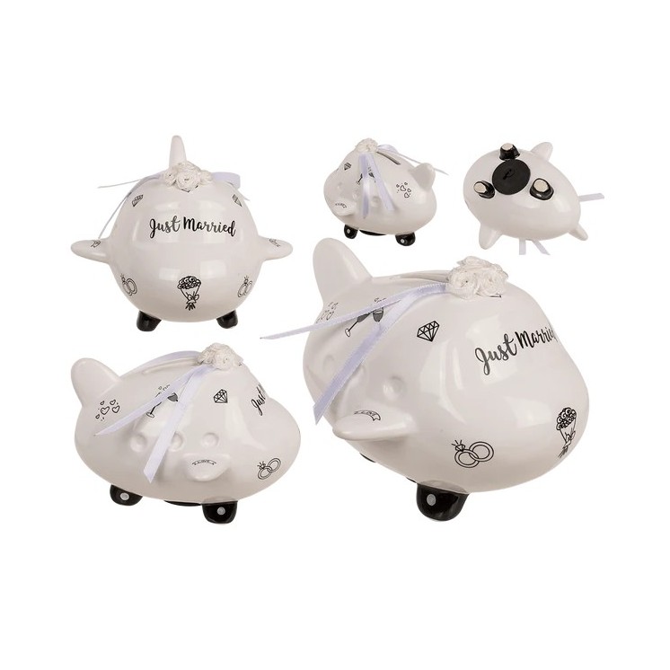 Hucha Avión Recién Casados | Regalo de Boda Original | 14 x 12 x 9,5 cm