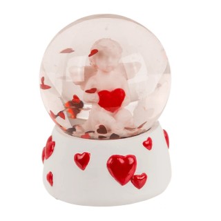 Bola de Purpurina con Ángel y Corazón sobre Base | 4 Modelos a Elegir | 4,5 x 4,5 x 6 cm