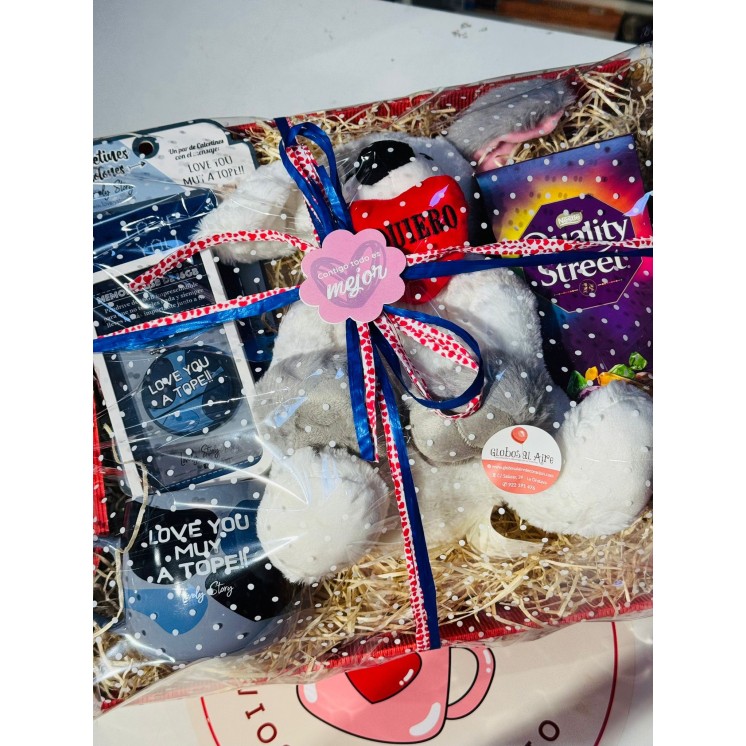 Caja Love Blue con diseño elegante y moderno, perfecta para regalar en Enamorados, aniversarios y ocasiones especiales.