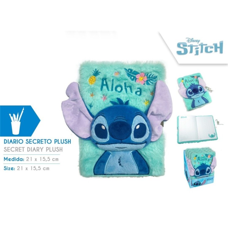 Diario Stitch A5 con Candado | Peluche 3D Disney