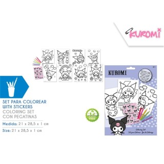Set de Colores con Stickers Kuromi | Papelería Creativa