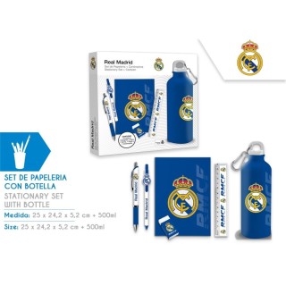 Set de Papelería con Botella 650ml Real Madrid | Útiles Escolares