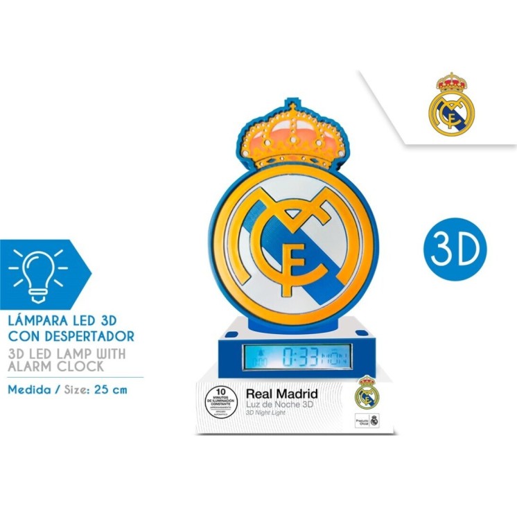 Lámpara 3D Alarma y Despertador “Hala Madrid” | Decoración Real Madrid