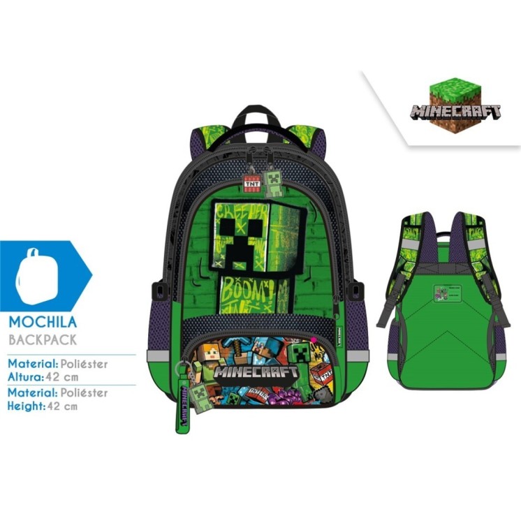 Mochila Minecraft 42 cm para Niños y Adolescentes