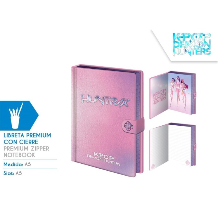 Libreta Premium A5 con Cierre K-Pop Demon Hunters | Globos al Aire