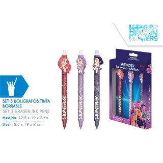 Pack 3 Bolígrafos Borrables K-Pop Demon Hunters | Globos al Aire