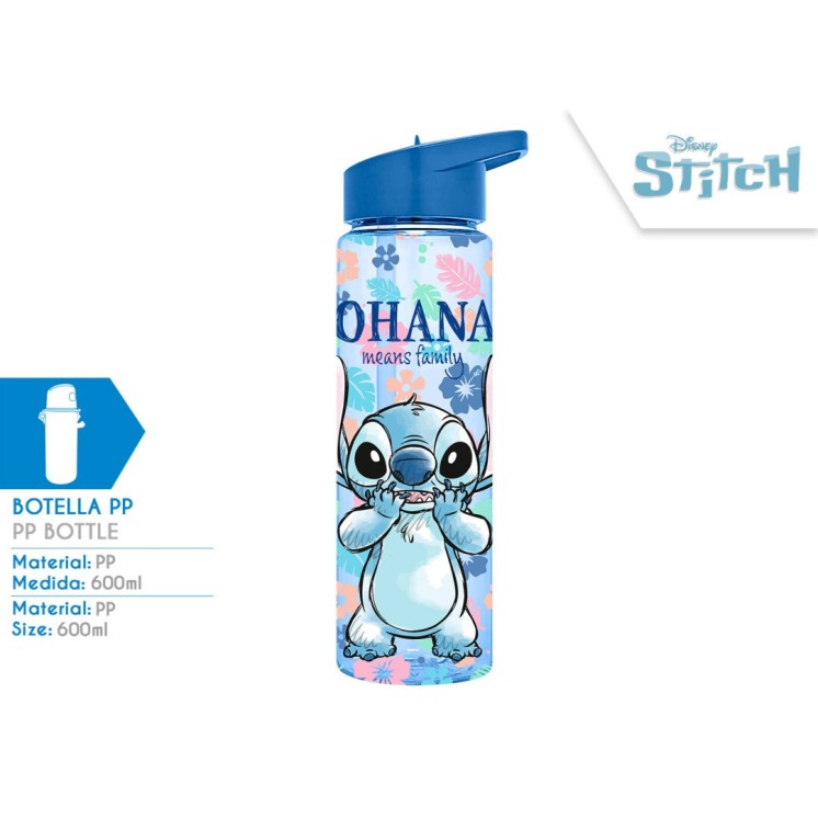Botella PP Redonda Stitch | Botella Infantil Reutilizable
