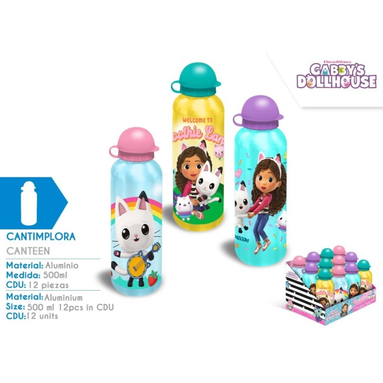 Botella de Aluminio 500 ml | Surtido 3 Diseños Gabby’s Dollhouse