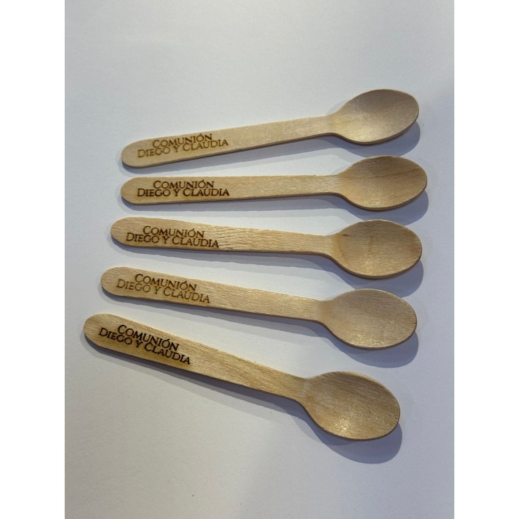 Mini Cucharas de Bambú Grabadas | Detalle Ecológico Personalizado