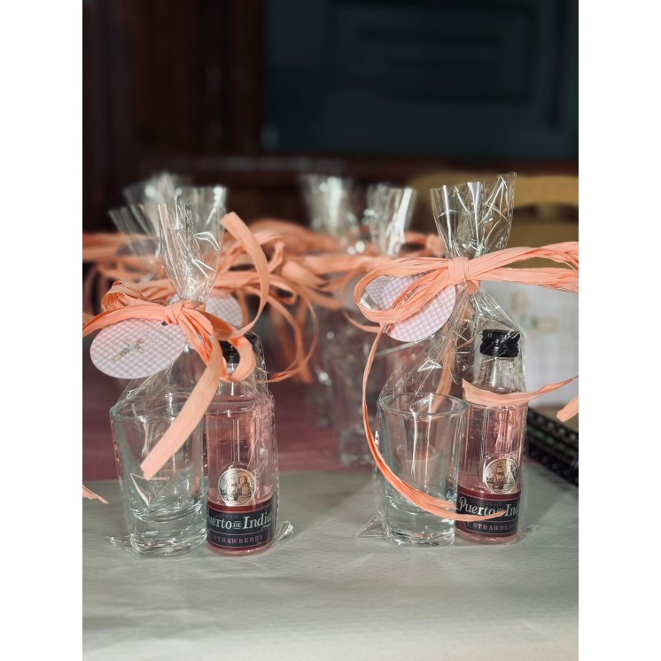 Vaso con Mini Puerto de India | Detalle Completo para Invitados