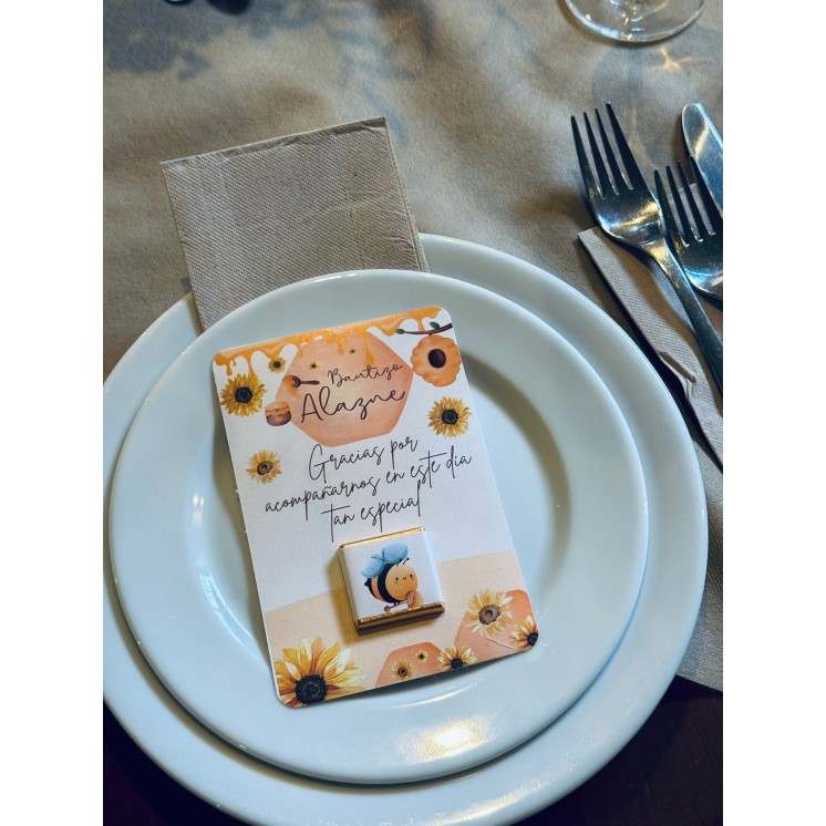 Tarjeta de Agradecimiento con Bombón | “Gracias por Acompañarnos en Este Día”